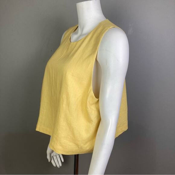 Banana Republic top XL NWT Shell linen yellow relaxed boxy lagenlook - Picture 4 of 12